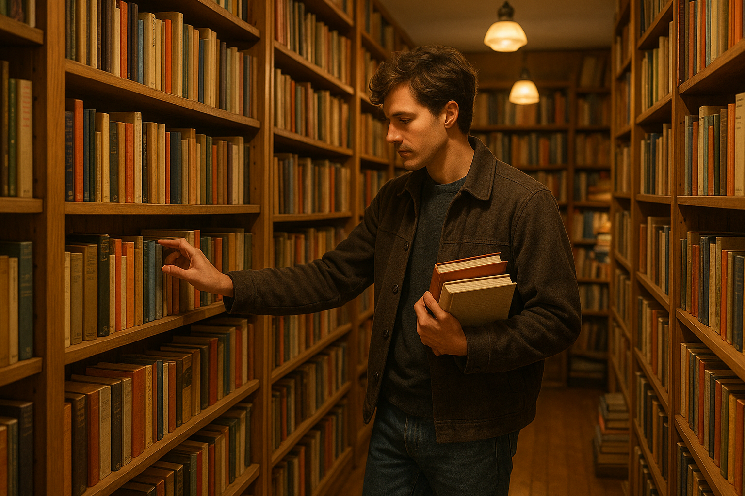 a person buying books